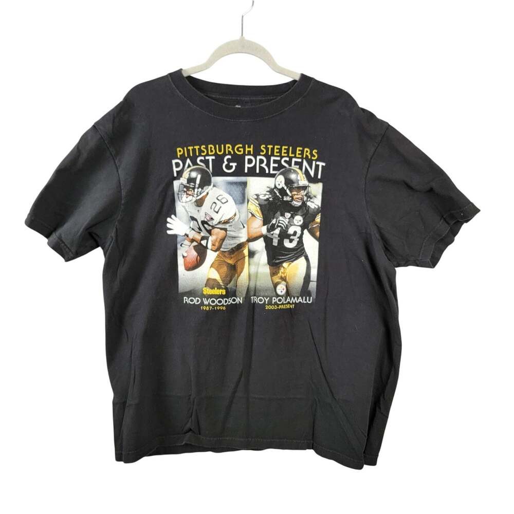 NFL Team Apparel Pittsburgh Steelers Past and Present Woodson Polamalu Tee Mens
